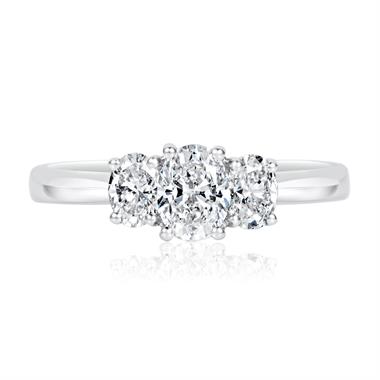 Platinum Oval Diamond Three Stone Engagement Ring 0.80ct thumbnail