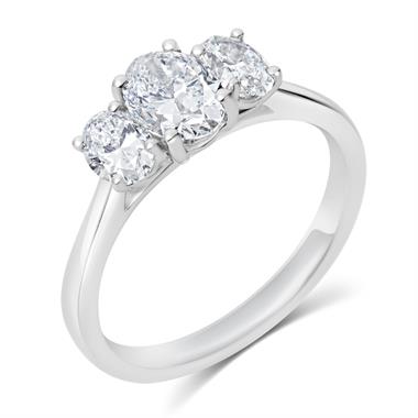 Platinum Oval Diamond Three Stone Engagement Ring 1.30ct thumbnail 
