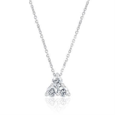 18ct White Gold Diamond Trefoil Medium Necklace thumbnail