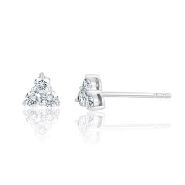 18ct White Gold Trefoil Design Diamond Stud Earrings 5.1mm thumbnail