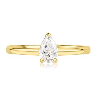 18ct Yellow Gold Pear Diamond Solitaire Engagement Ring 0.50ct thumbnail