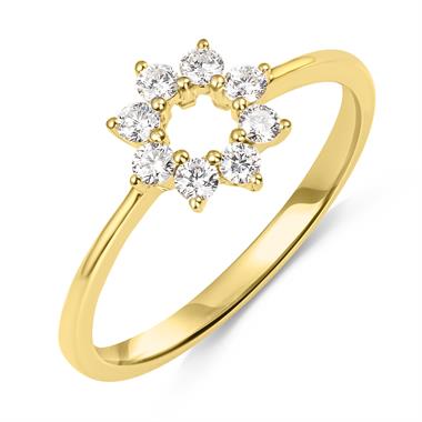 18ct Yellow Gold Diamond Flower Circle Ring thumbnail