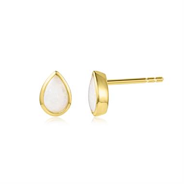 18ct Yellow Gold Pear Opal Earrings thumbnail