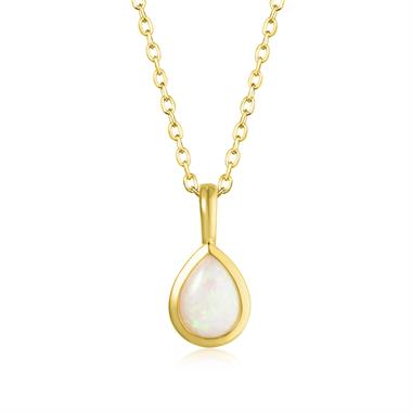 18ct Yellow Gold Pear Opal Pendant thumbnail