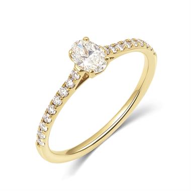 18ct Yellow Gold Oval Cut Diamond Solitaire Engagement Ring 0.33ct thumbnail