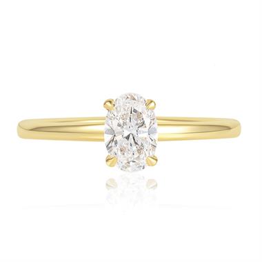 18ct Yellow Gold Oval Cut Diamond Solitaire Engagement Ring 0.70ct thumbnail