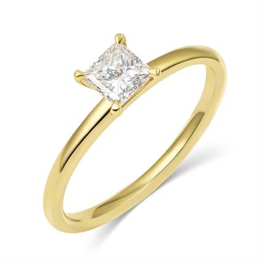 18ct Yellow Gold Princess Cut Diamond Solitaire Engagement Ring 0.50ct  thumbnail
