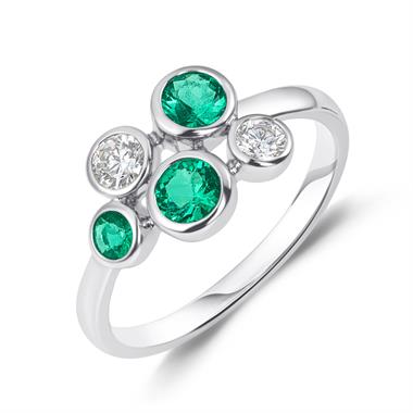Alchemy 18ct White Gold Emerald and Diamond Dress Ring thumbnail