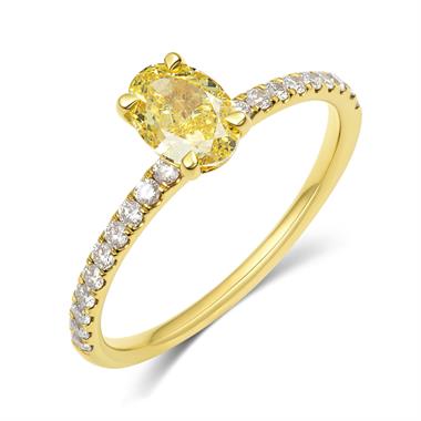 18ct Yellow Gold Fancy Intense Yellow Diamond Engagement Ring 0.90ct thumbnail