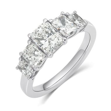 Platinum Five Stone Radiant Diamond Ring 2.15ct thumbnail