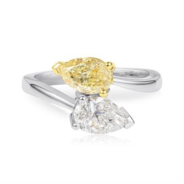 Platinum Toi et Moi White and Yellow Diamond Ring thumbnail