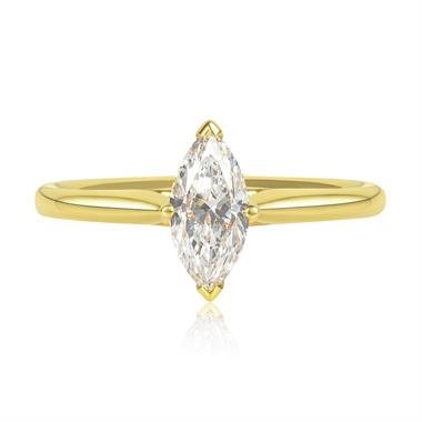 18ct Yellow Gold Marquise Diamond Engagement Ring 0.70ct thumbnail
