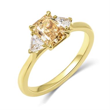 18ct Yellow Gold Radiant Cut Champagne Diamond Engagement Ring 1.13ct thumbnail