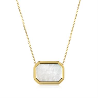 Nova 18ct Yellow Gold Octagon Mother of Pearl Necklace  thumbnail