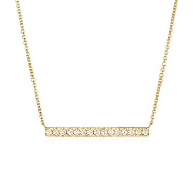 18ct Yellow Gold Diamond Bar Necklace 0.19ct thumbnail