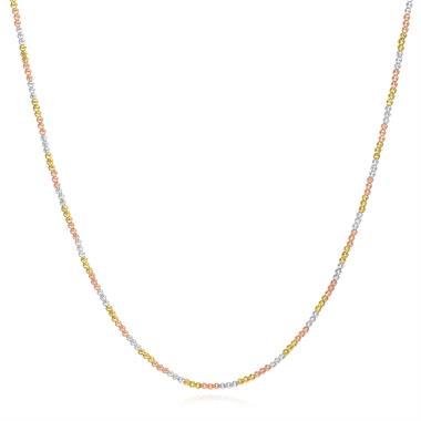 18ct Three Colour Gold Faceted Bead Necklace 50cm thumbnail