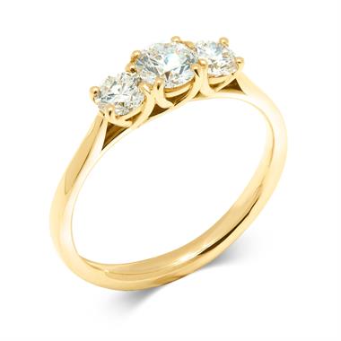 18ct Yellow Gold Diamond Three Stone Engagement Ring 0.80ct thumbnail 