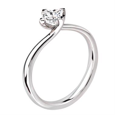 Platinum Princess Cut 0.45ct Diamond Twist Solitaire Ring thumbnail