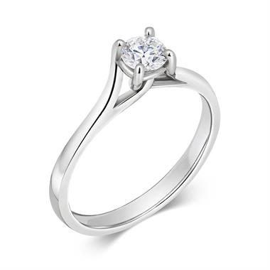 Platinum Twist Design Diamond Solitaire Engagement Ring 0.35ct thumbnail 