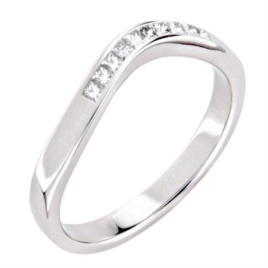 Platinum Princess Cut Diamond Set Shaped Wedding Ring 0.19ct thumbnail 
