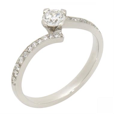 Platinum Contemporary Diamond Twist Channel Set Solitaire Ring thumbnail