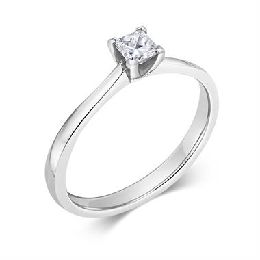 Platinum Princess Cut Diamond Solitaire Engagement Ring 0.23ct thumbnail