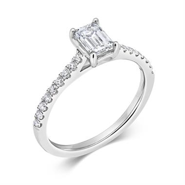 Platinum Emerald Cut Diamond Solitaire Engagement Ring 0.70ct thumbnail 