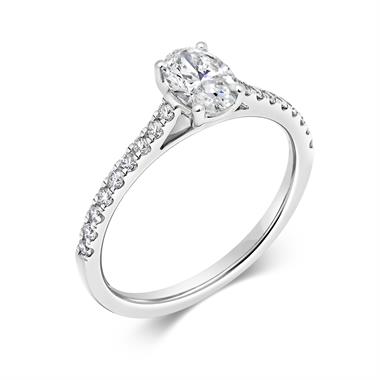 Platinum Oval Diamond Solitaire Engagement Ring 0.75ct thumbnail 