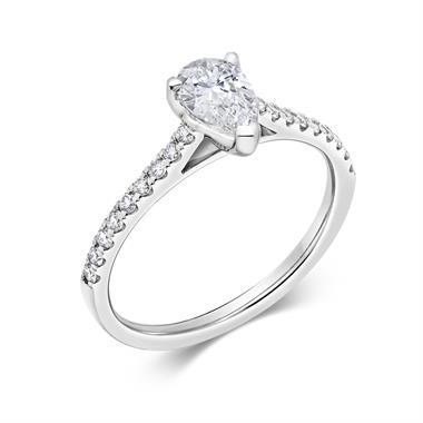 Platinum Pear Shape Diamond Solitaire Engagement Ring 0.75ct thumbnail 