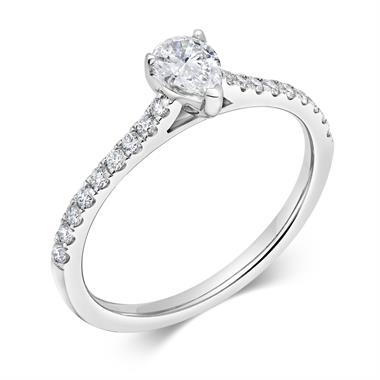 Platinum Pear Shape Diamond Solitaire Engagement Ring 0.53ct thumbnail