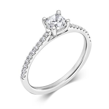 Platinum Cushion Cut Diamond Solitaire Engagement Ring 0.70ct thumbnail 