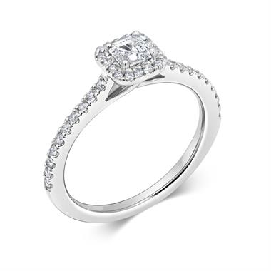 Platinum Asscher Cut 0.63ct Halo Diamond Ring thumbnail