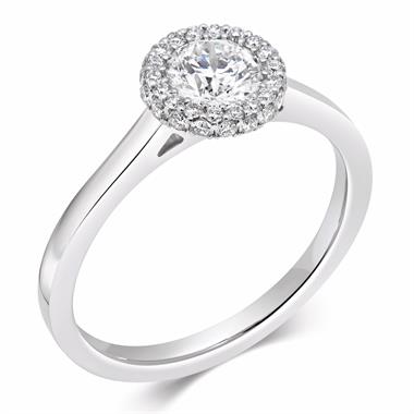 Platinum Round 0.69ct Diamond Castel Set Halo Ring thumbnail