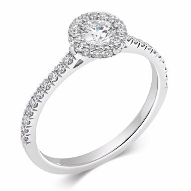 Platinum Round 0.47ct Diamond Castel Set Halo Ring thumbnail