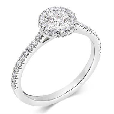 Platinum Round 0.77ct Diamond Castel Set Halo Ring thumbnail