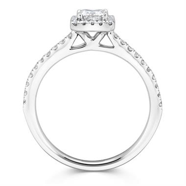 Platinum Princess Cut Diamond Halo Engagement Ring 0.60ct thumbnail