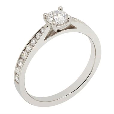 Platinum Channel Shoulder Detail Diamond Solitaire Engagement Ring 0.75ct thumbnail