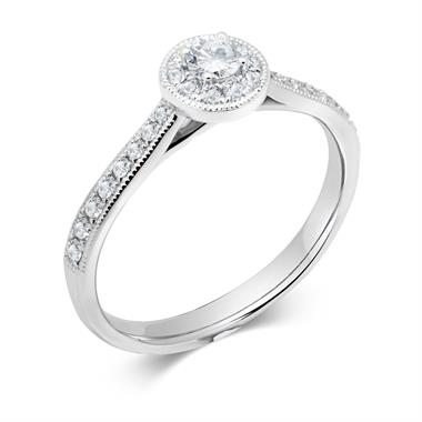 Platinum Diamond Halo Engagement Ring 0.34ct thumbnail