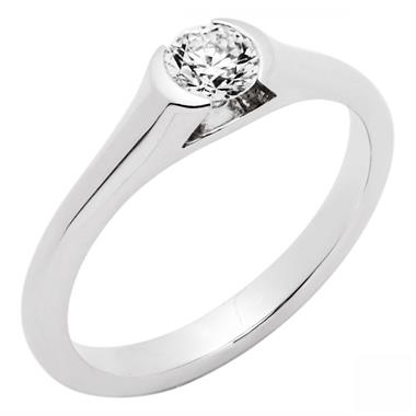 Platinum Contemporary Rubover 0.30ct Diamond Solitaire Ring thumbnail