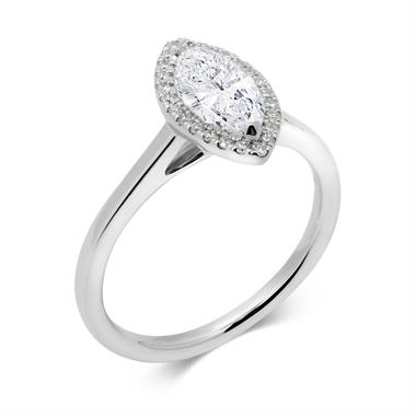 Platinum Marquise Cut Diamond Halo Ring thumbnail