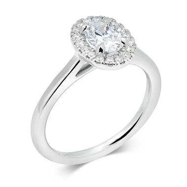 Platinum Oval Cut Diamond Halo Ring thumbnail