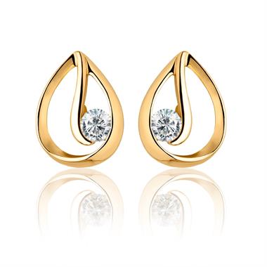 Mon Coeur 18ct Yellow Gold Diamond Stud Earrings thumbnail 