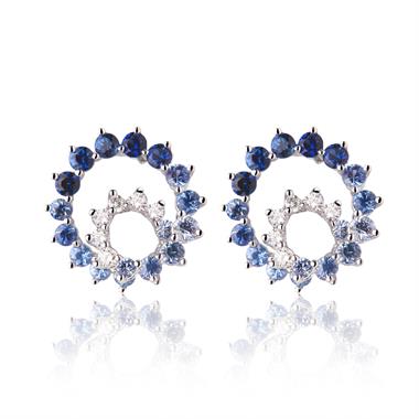 Enigma 18ct White Gold Sapphire and Diamond Stud Earrings thumbnail