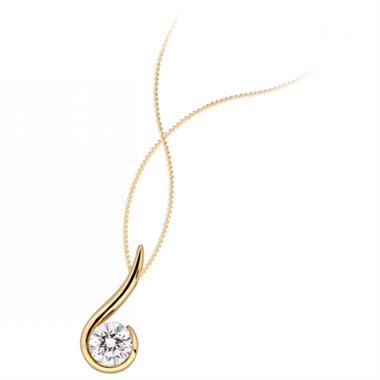 18ct Yellow Gold Diamond Swirl Design Pendant thumbnail