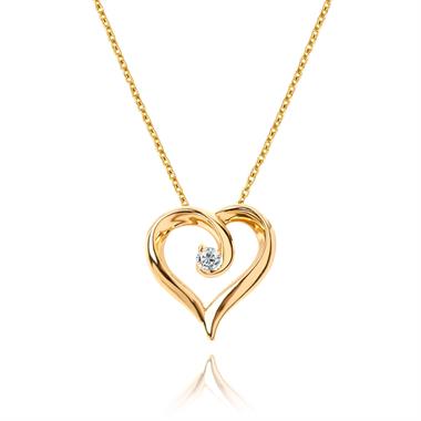 18ct Yellow Gold Heart Design Diamond Pendant 0.03ct thumbnail