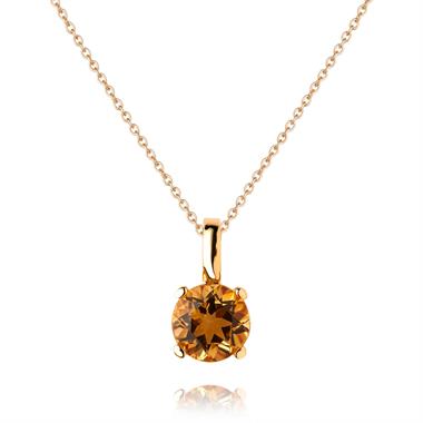 18ct Yellow Gold Citrine Solitaire Pendant thumbnail 