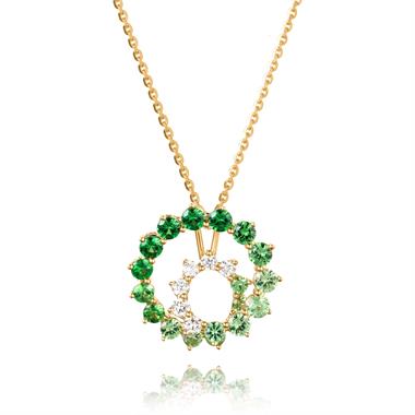 Enigma 18ct Yellow Gold Green Tsavorite and Diamond Pendant thumbnail