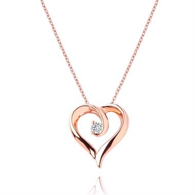 18ct Rose Gold Diamond Heart Design Pendant 0.03ct thumbnail 