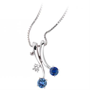 Carnival 18ct White Gold Blue Sapphire and Diamond Pendant thumbnail