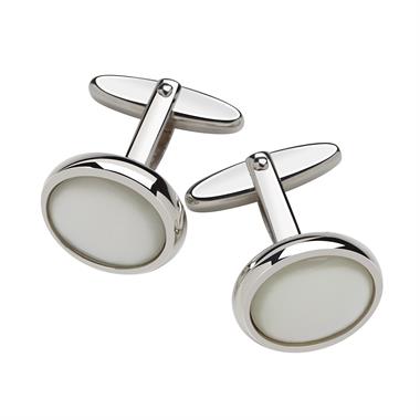Mother Of Pearl Silver Oval Cufflinks thumbnail